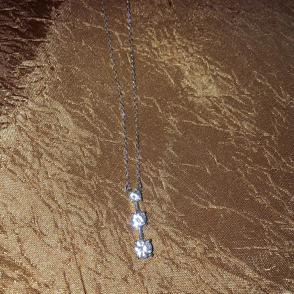 Silver with three crystals necklace